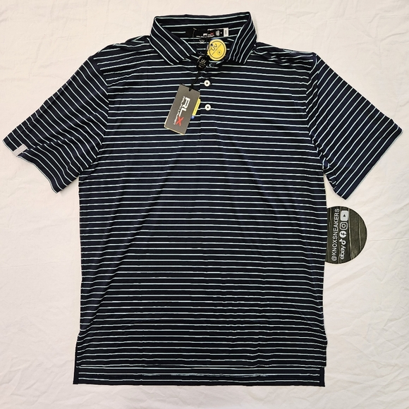 RLX Ralph Lauren Performance Golf Polo Shirt Blue Stripe Men's Size Medium